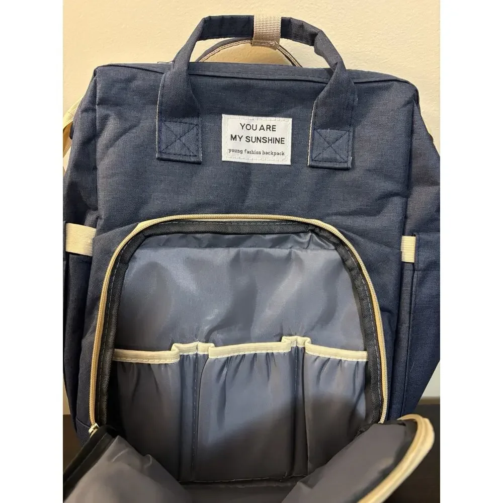 New Diaper Bag Backpack Navy Blue Baby Travel Bag Changing Pad Insulated Pockets